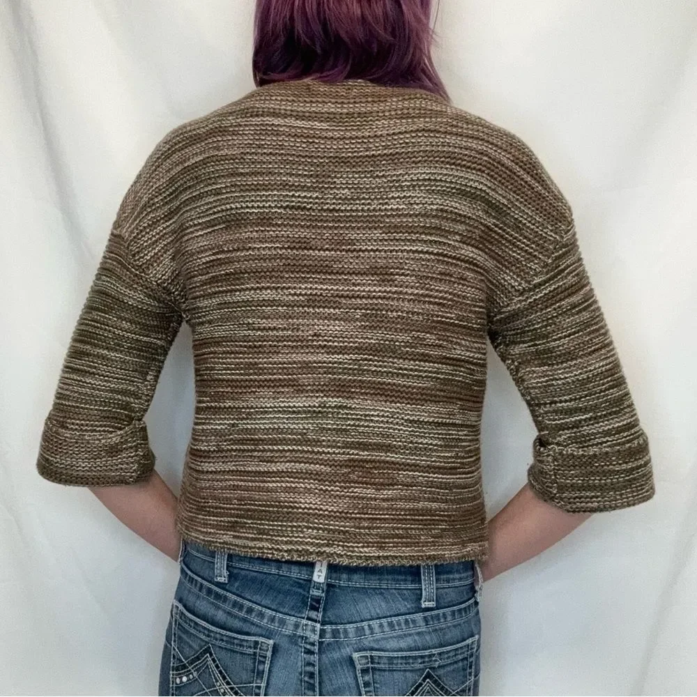 GAP Women's Short Sleeve Cropped Sweater XS Olive Earth Tone Boatneck Knit